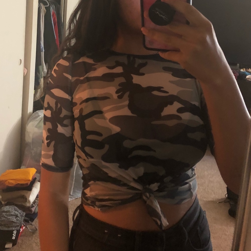 Mesh camo top